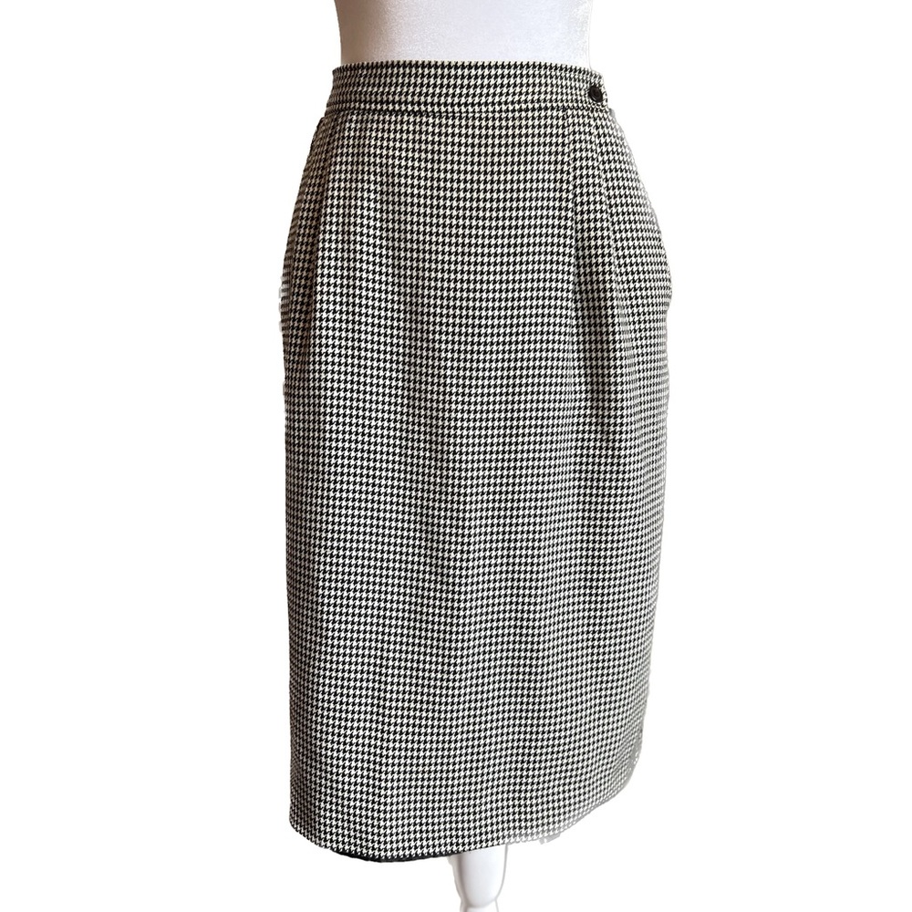 Vintage Houndstooth Midi Pencil Skirt w/ Pockets by JG Petite Collection